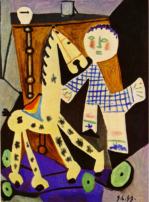 Picasso Claude, two years old, and his hobby horse 1949
